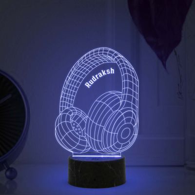 3D Illusion Headphone Night lamp with Automatic Color Changing Light Customized with Name Gift for Boy, Friend, Brother